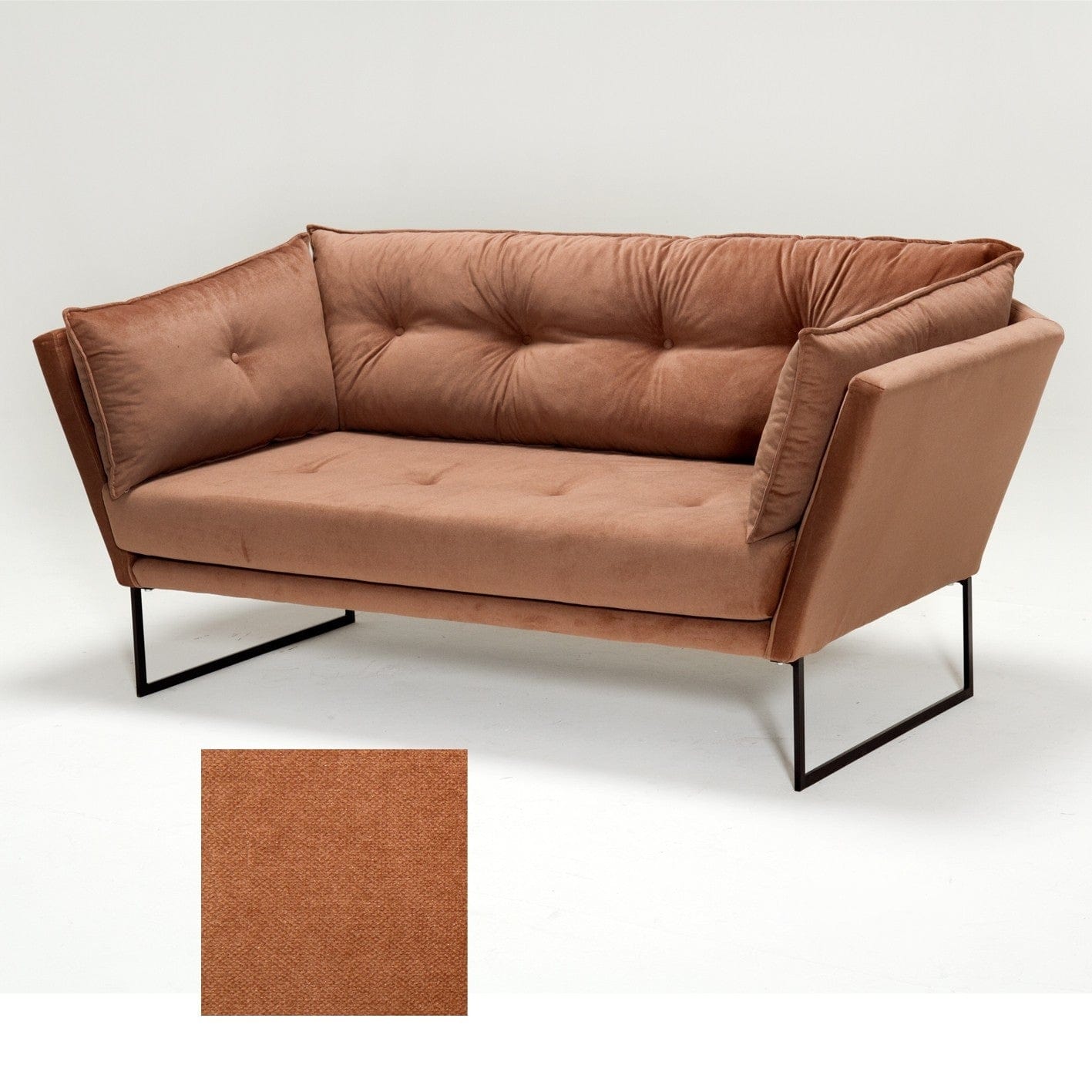 Asir Canapea Rely Caramiziu Fixa, cu Spuma Poliuretanica, 2 Locuri, tapitata cu stofa, Perne Incluse, l175xA88xH80 cm