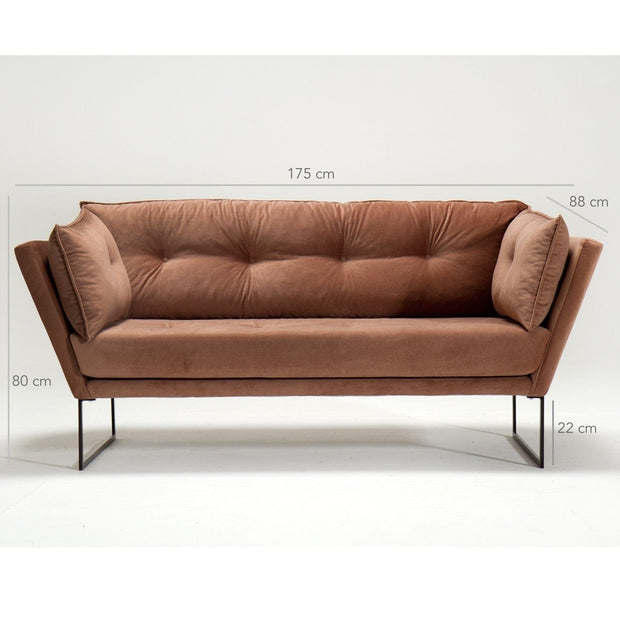 Asir Canapea Rely Caramiziu Fixa, cu Spuma Poliuretanica, 2 Locuri, tapitata cu stofa, Perne Incluse, l175xA88xH80 cm