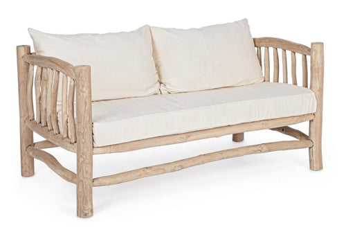 Canapea Sahel Natural Fixa, 2 Locuri, tapitata cu Stofa, Perne Incluse, l140xA75xH80 cm