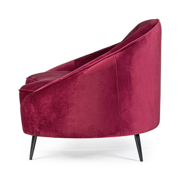 Canapea Seraphin Velvet Bordeaux Fixa cu Spuma Poliuretanica, 2 Locuri, tapitata cu Stofa, l183xA85xH80 cm (6)