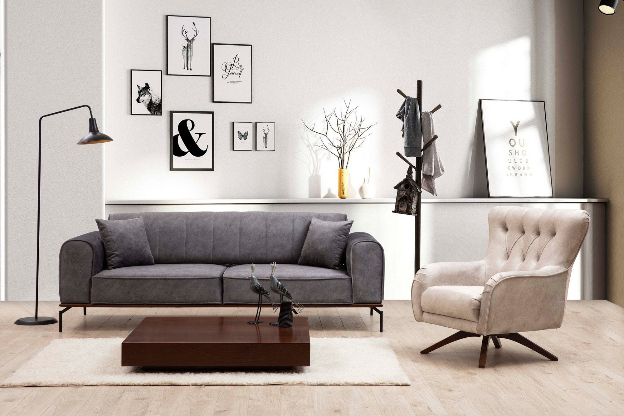 Asir Canapea Siesta Antracit Functie Sleep, cu Arcuri si Spuma Poliuretanica, 3 Locuri, Suprafata de Dormit 210x78 cm, tapitata cu Stofa Easy Clean, Spatar Reversibil, Perne Incluse, l230xA78xH92 cm