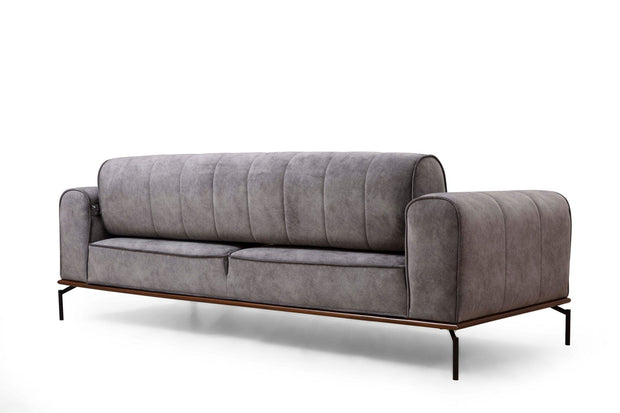 Asir Canapea Siesta Antracit Functie Sleep, cu Arcuri si Spuma Poliuretanica, 3 Locuri, Suprafata de Dormit 210x78 cm, tapitata cu Stofa Easy Clean, Spatar Reversibil, Perne Incluse, l230xA78xH92 cm