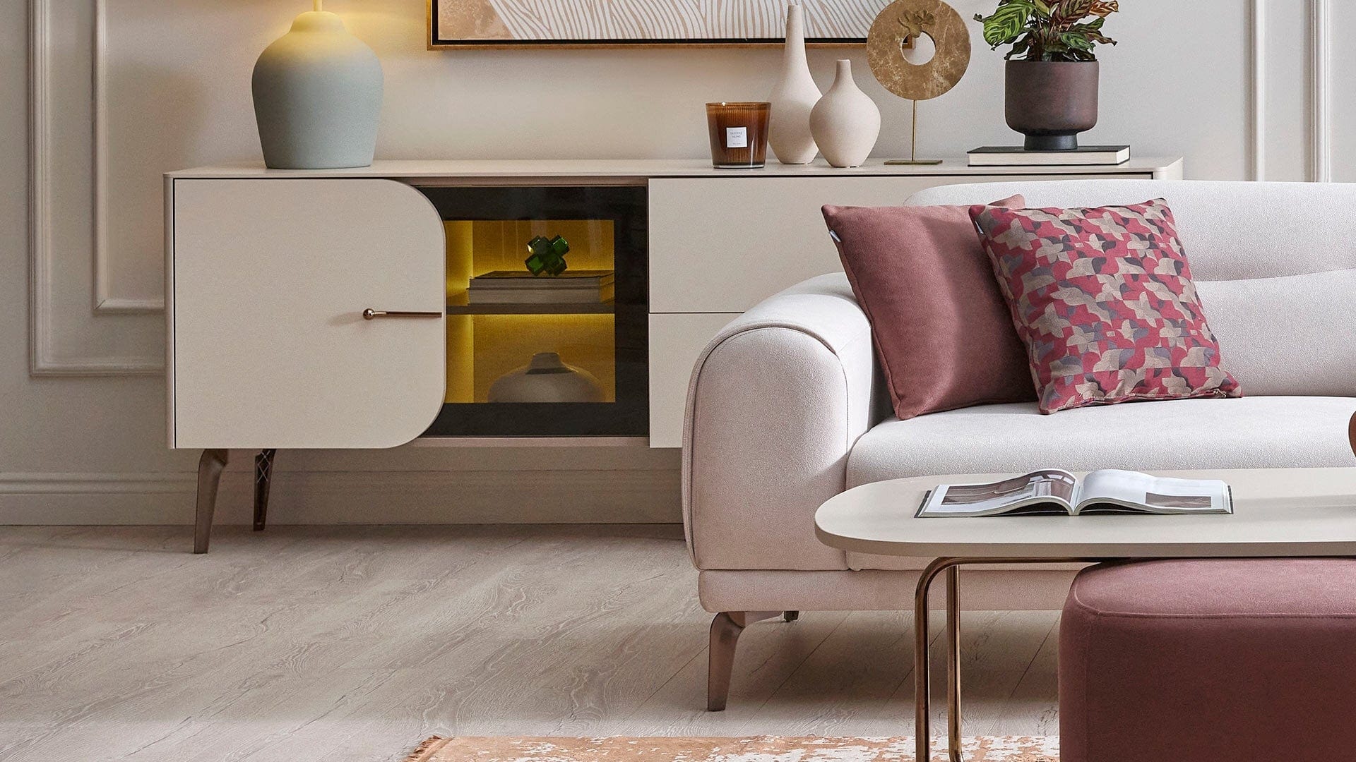 Dogtas Canapea tapitata cu piele ecologica, 3 locuri, cu functie sleep pentru 1 persoana, Nicole Crem, l238xA94,5xH78 cm