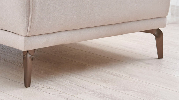 Dogtas Canapea tapitata cu piele ecologica, 3 locuri, cu functie sleep pentru 1 persoana, Nicole Crem, l238xA94,5xH78 cm