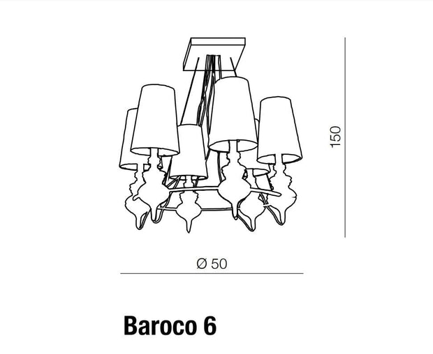 Azzarddo Candelabru Baroco 6 Negru, AZ1379