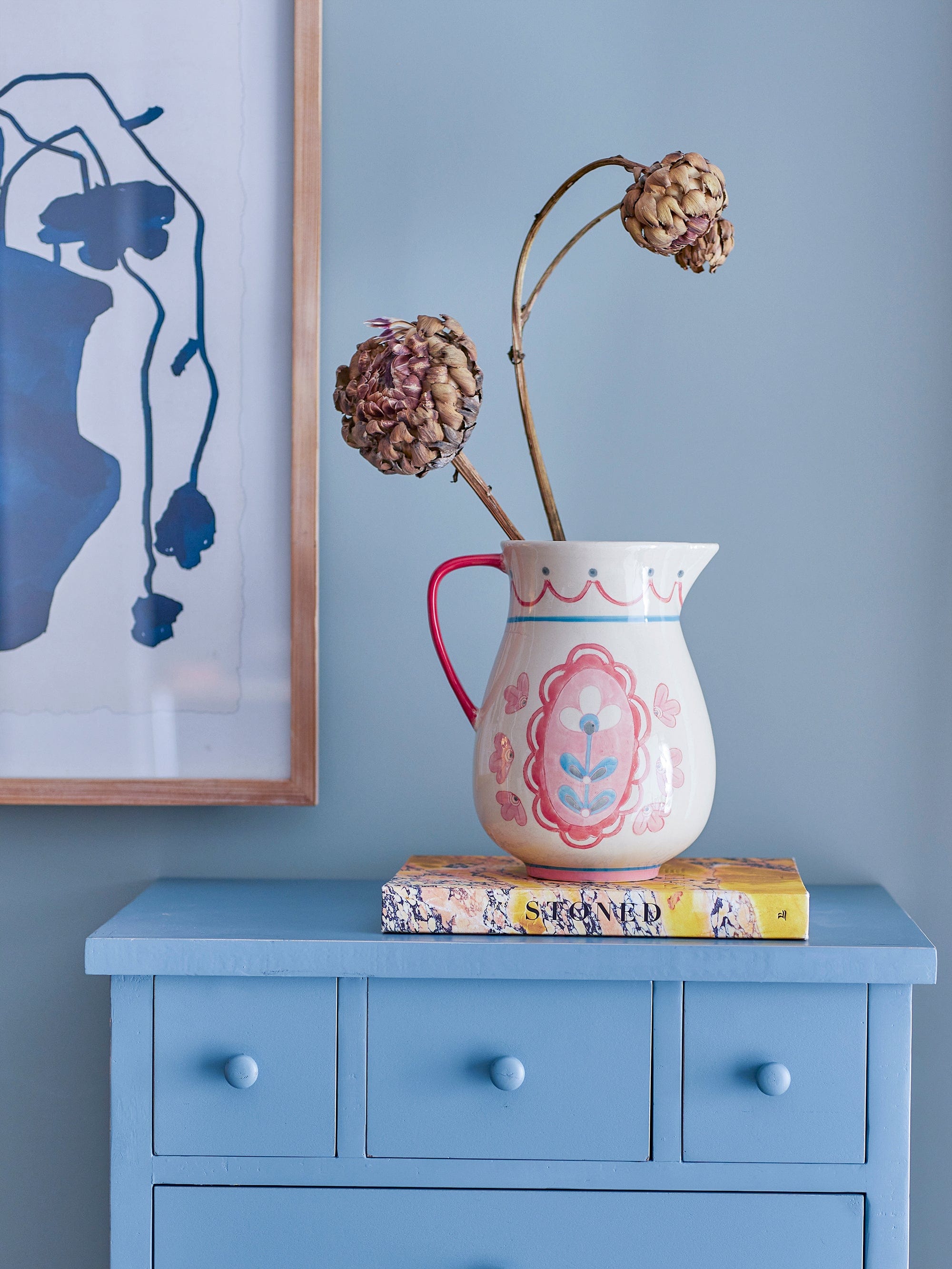 Bloomingville Carafa decorativa din ceramica, Odina Roz, L21,5xl17xH24 cm