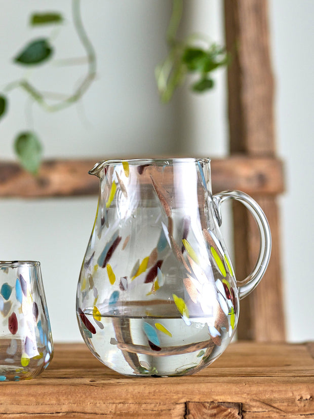 Bloomingville Carafa din sticla, Kenji Galben, 2300 ml, L19,5xl15xH20 cm