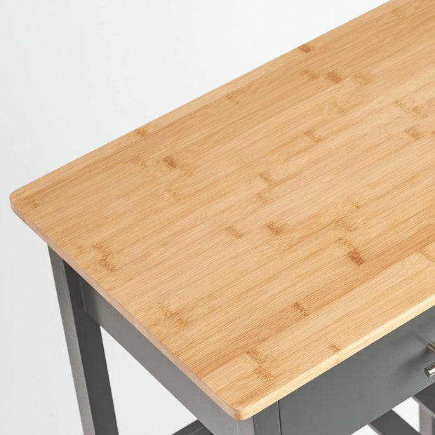 Carucior pentru bucatarie cu 1 sertar si 2 spatii de depozitare, din bambus si MDF, Simple Gri / Natural, l58xA40xH93 cm (6)