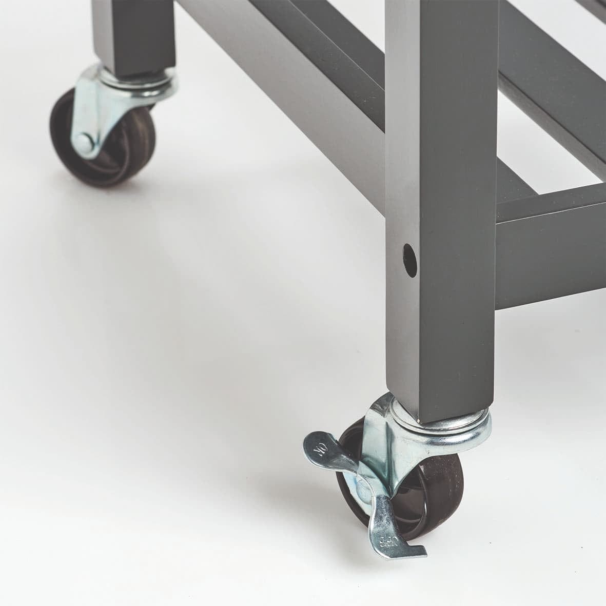 Carucior pentru bucatarie cu 1 sertar si 2 spatii de depozitare, din bambus si MDF, Simple Gri / Natural, l58xA40xH93 cm (7)