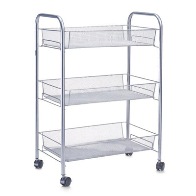 Carucior pentru bucatarie cu 3 spatii de depozitare, din metal, Trolley Gri, l43,5xA26xH62,5 cm