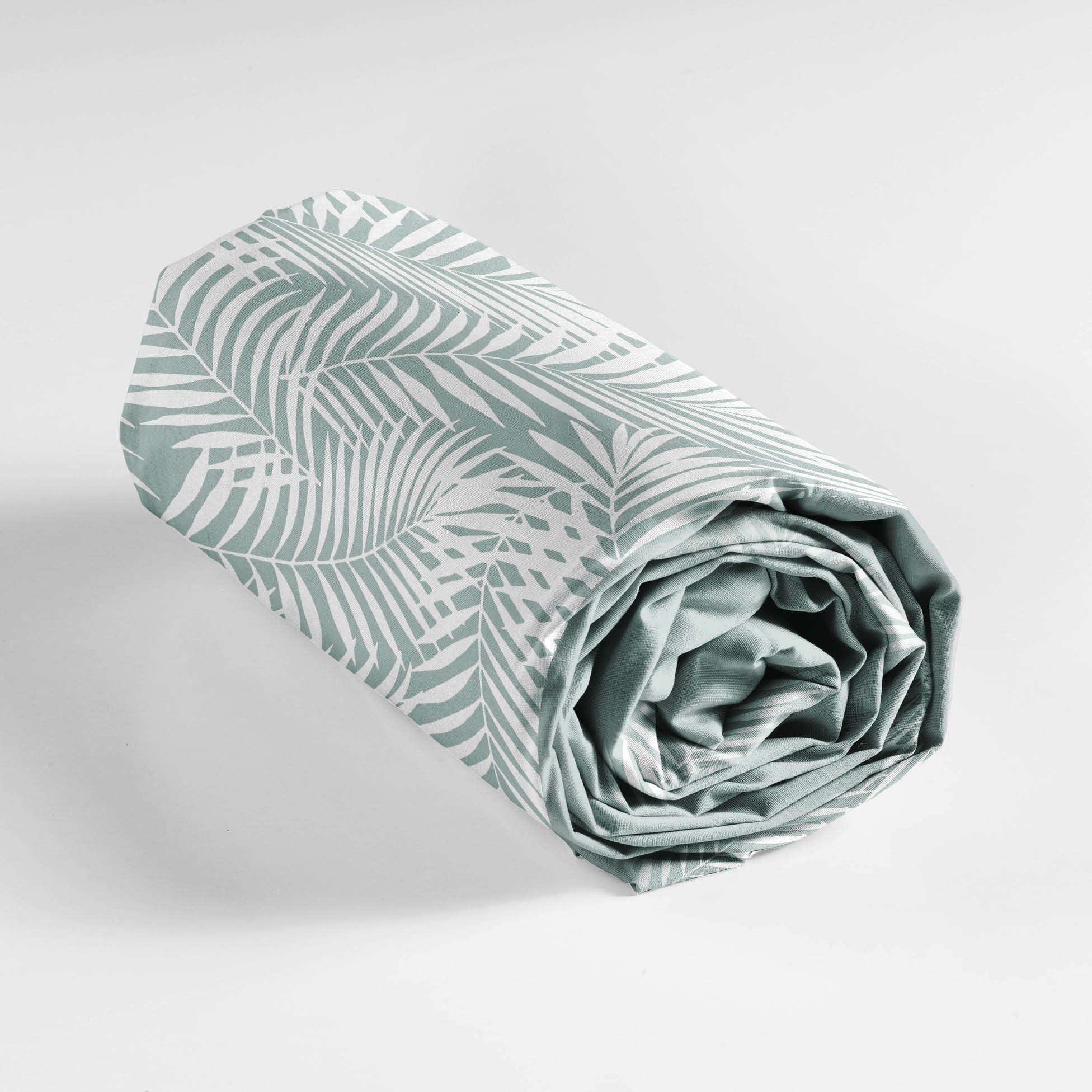 Cearceaf din bumbac cu elastic, Botania Verde Mint (2)