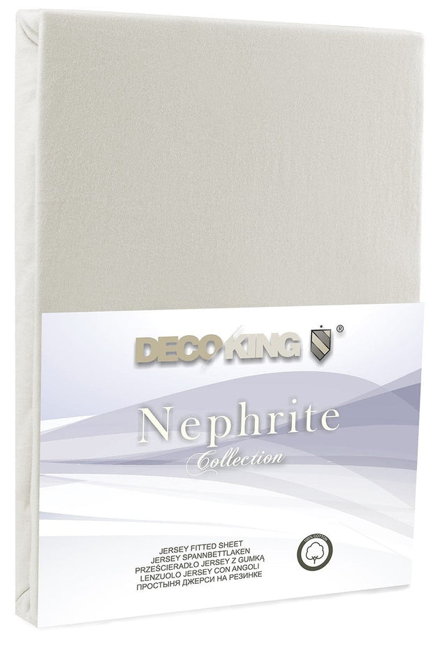 Decoking 100 x 200 cm Cearceaf din bumbac cu elastic, Nephrite Ecru
