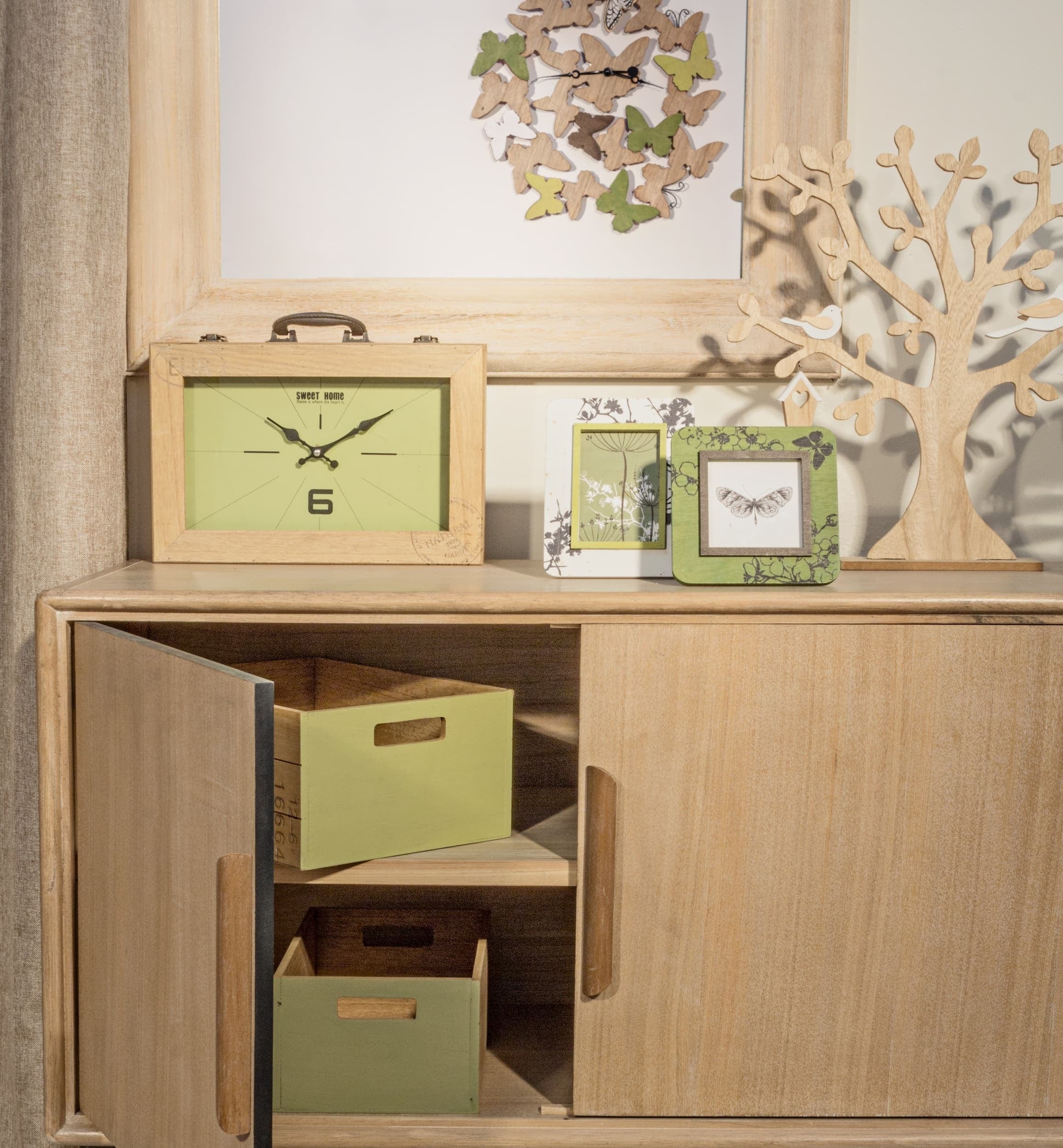 Ceas de masa Nature Life Rectangle Verde Mint / Natural, L36xl8xH25,5 cm (1)