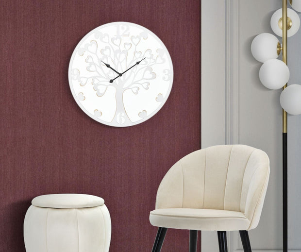 Mauro Ferretti Ceas de perete, cu oglinda, Heart Tree Alb / Auriu, Ø55 cm