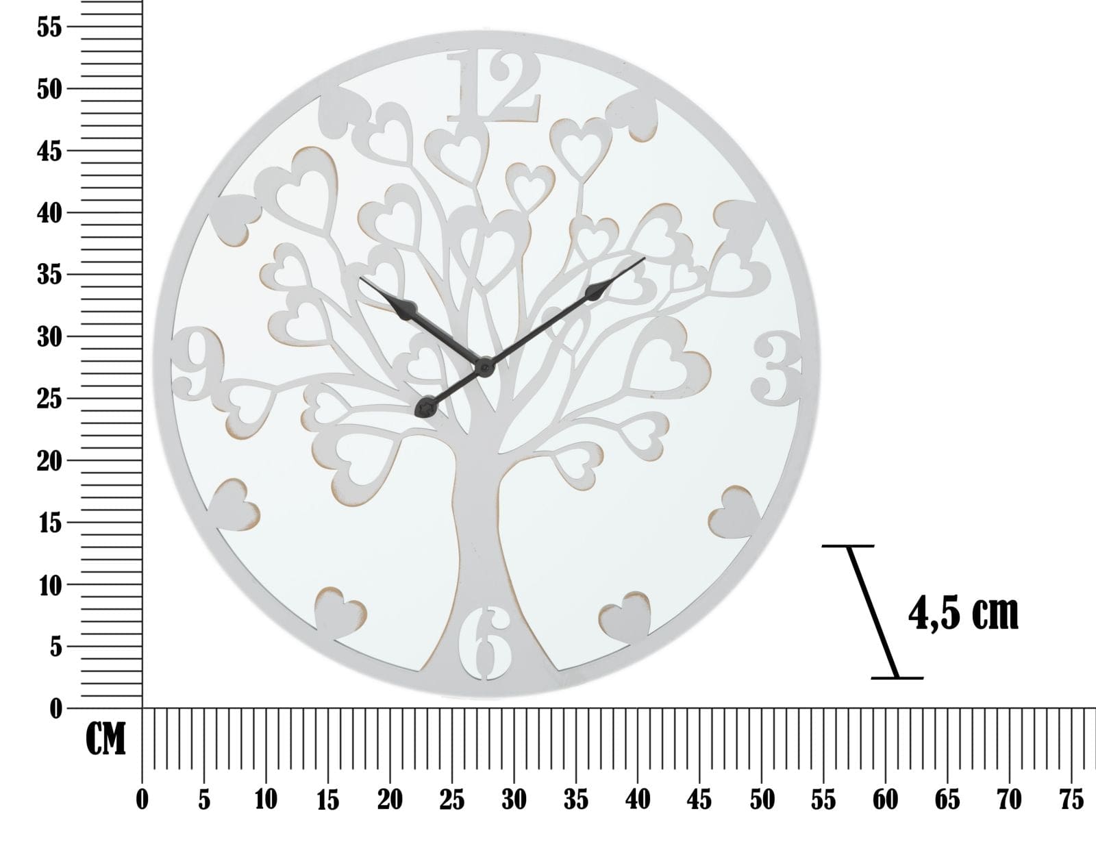 Mauro Ferretti Ceas de perete, cu oglinda, Heart Tree Alb / Auriu, Ø55 cm