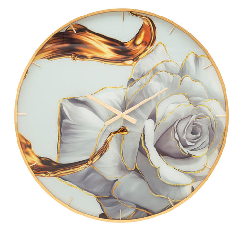 Mauro Ferretti Ceas de perete din sticla, Rose Multicolor, Ø80 cm