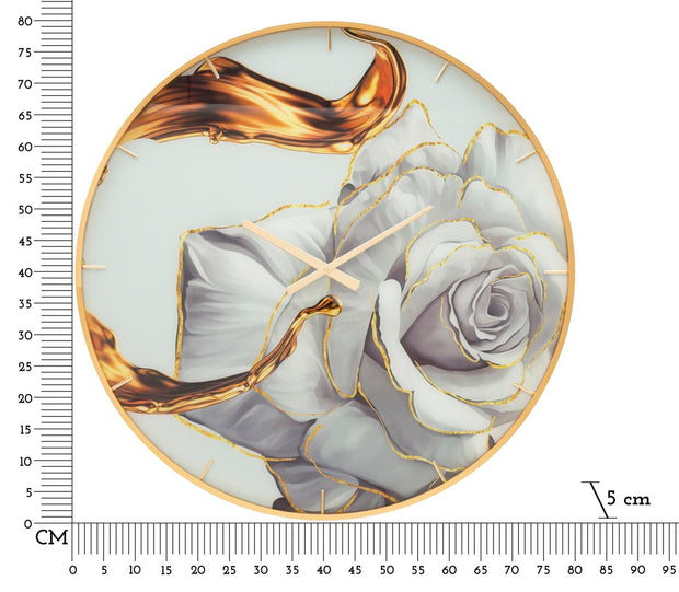 Mauro Ferretti Ceas de perete din sticla, Rose Multicolor, Ø80 cm