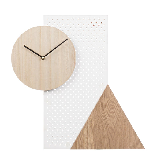 Ceas de perete Geometry Natural / Alb, Ø50 cm