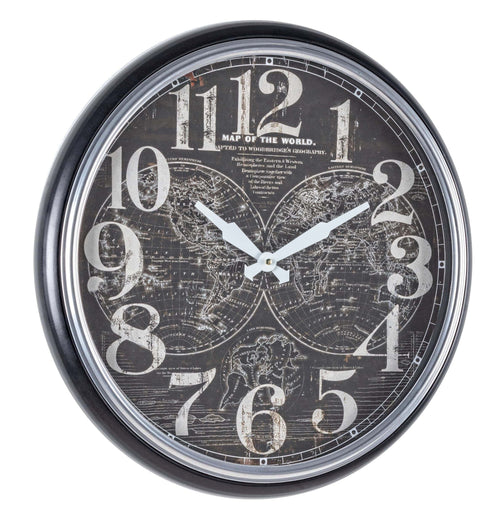 Ceas de perete Mapping Negru, Ø53 cm