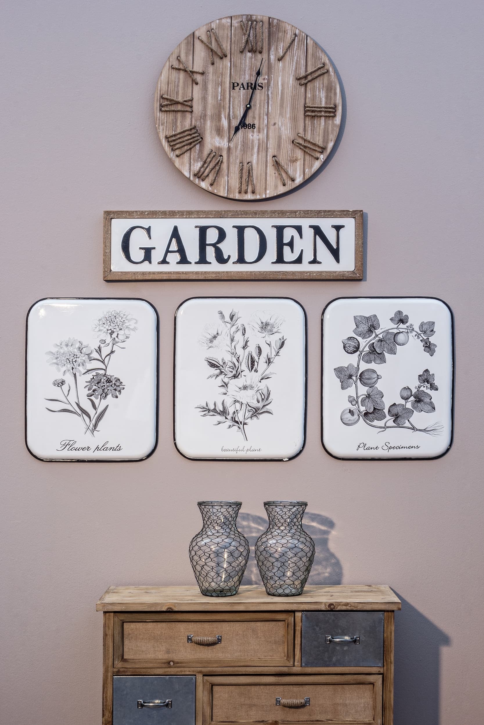 Ceas de perete Rope D60 Natural Antichizat / Negru, Ø60 cm (1)