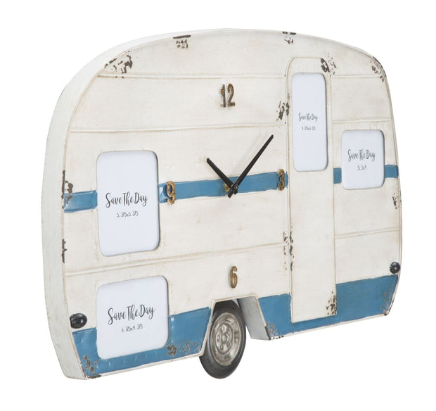 Mauro Ferretti Ceas de perete Roulotte Alb / Albastru, 79 x 46,5 cm