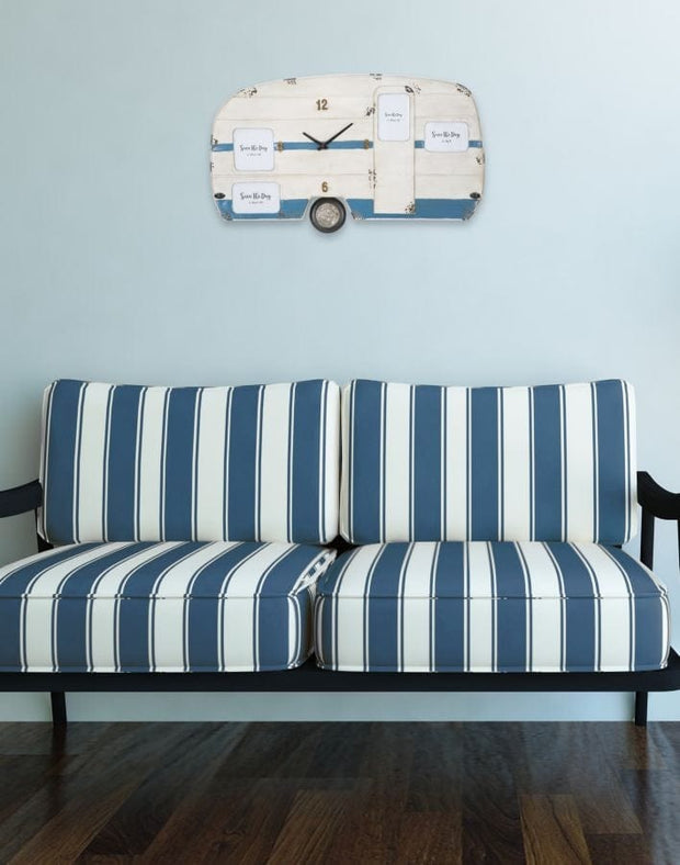 Mauro Ferretti Ceas de perete Roulotte Alb / Albastru, 79 x 46,5 cm