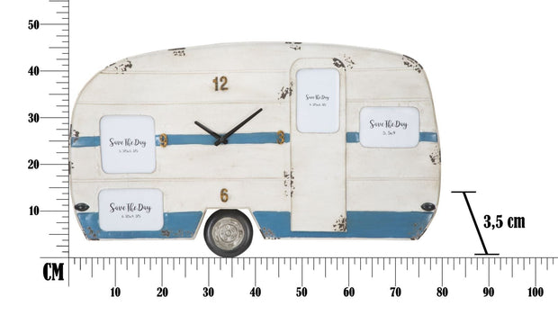 Mauro Ferretti Ceas de perete Roulotte Alb / Albastru, 79 x 46,5 cm