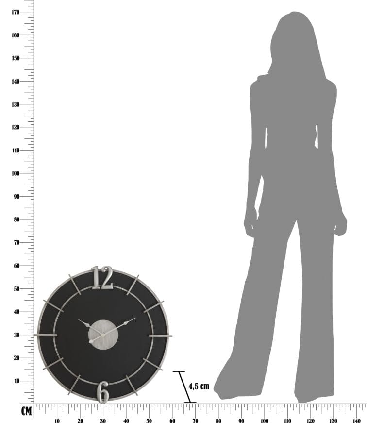 Mauro Ferretti Ceas de perete Silver Glam Negru, Ø60 cm