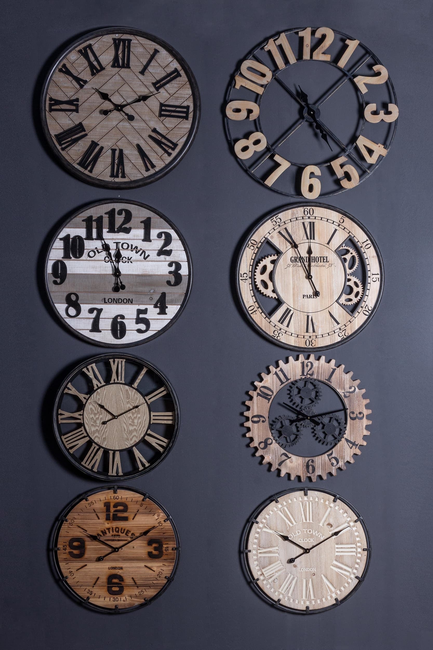 Bizzotto Ceas de perete Ticking Q35 Natural / Negru Antichizat, Ø70 cm