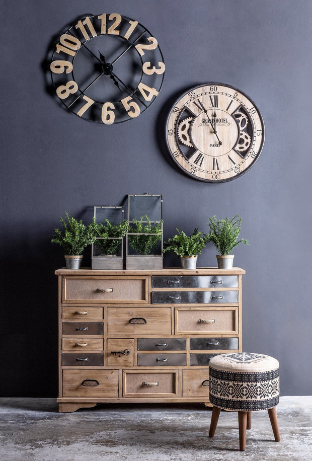 Ceas de perete Ticking Q35 Natural / Negru Antichizat, Ø70 cm (1)