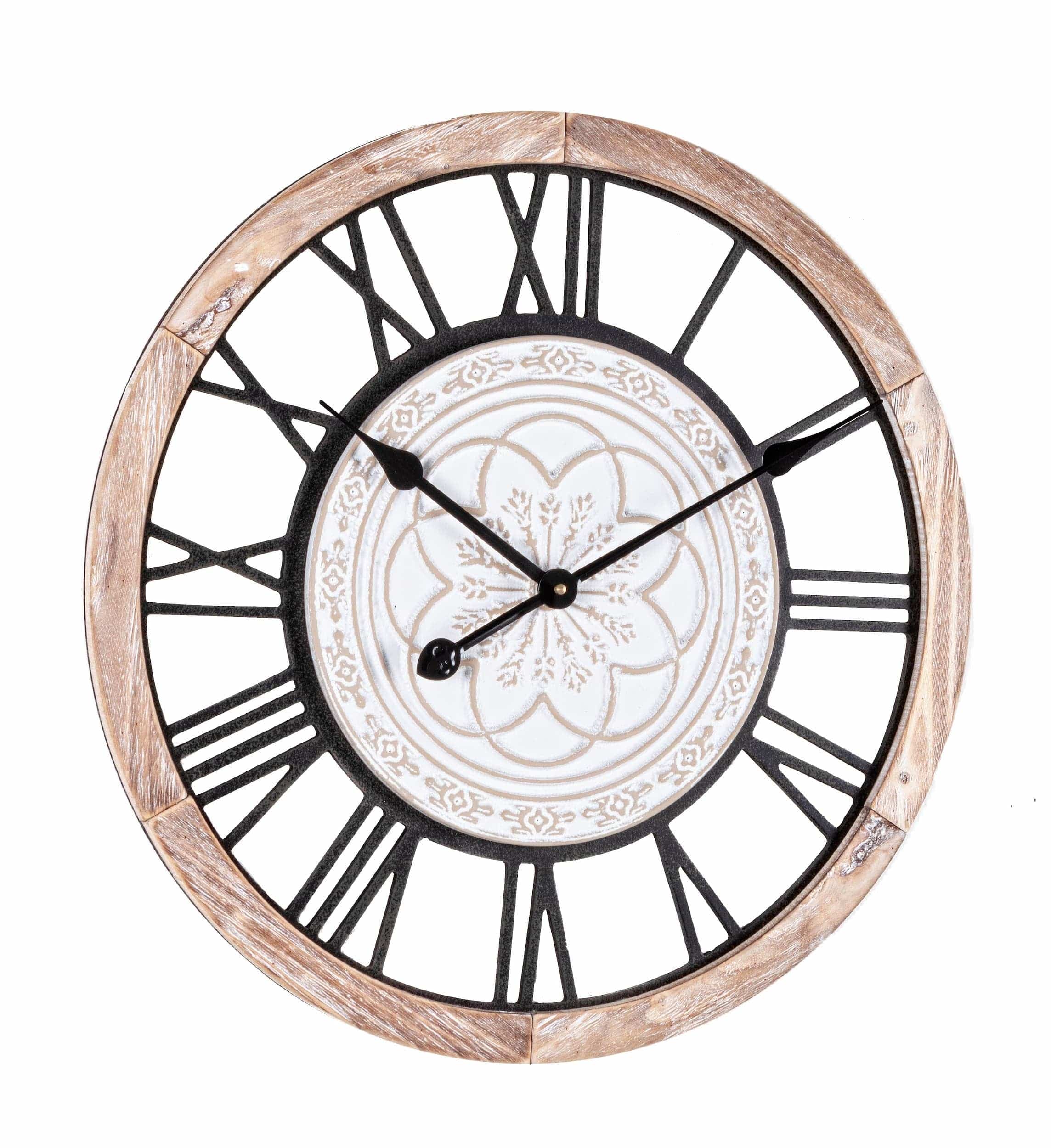 Ceas de perete Ticking Q95 Natural Antichizat / Negru, Ø55 cm