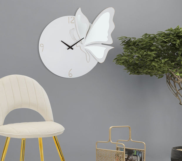 Mauro Ferretti Ceas de perete White Butterfly Alb / Auriu, L66xl64 cm