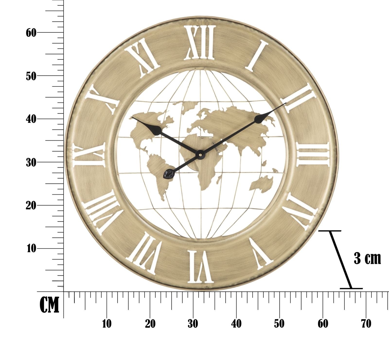 Mauro Ferretti Ceas de perete World Natural / Auriu, Ø63 cm