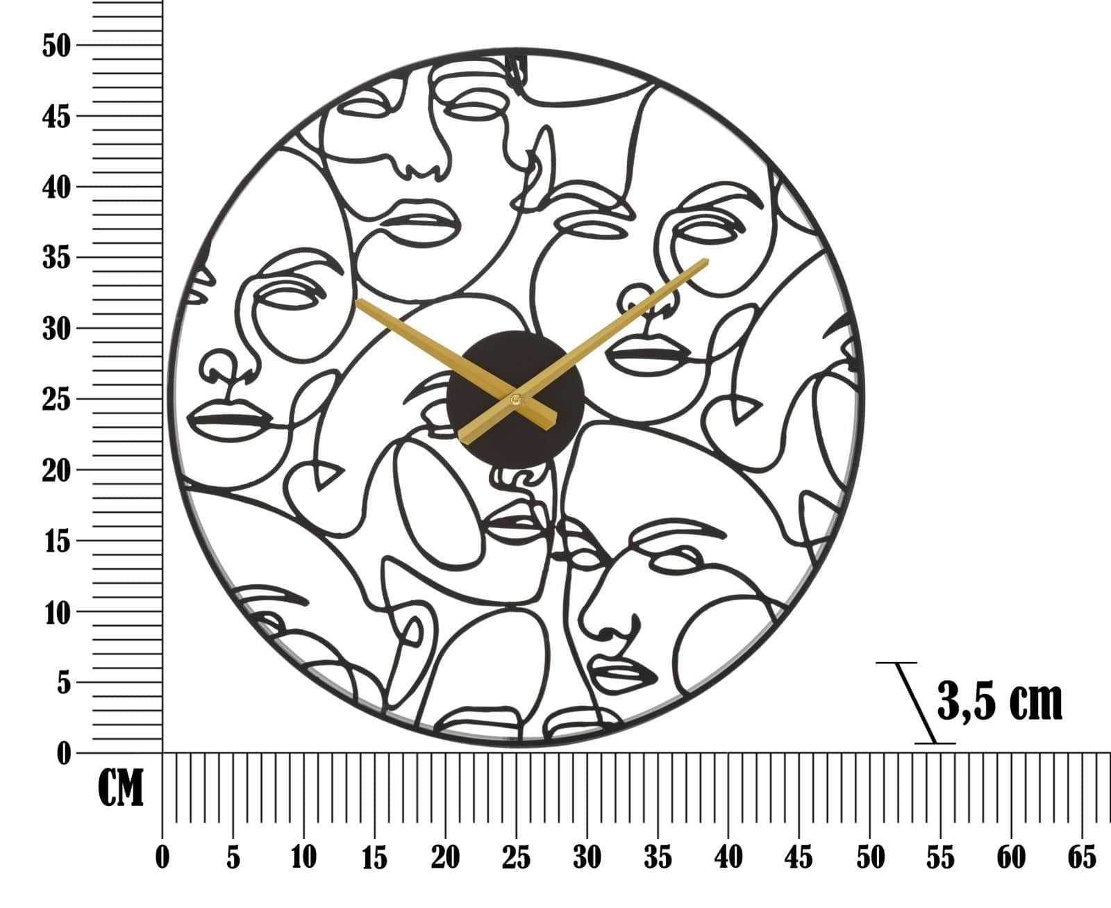Ceas de perete Faces Negru, Ø50 cm (5)