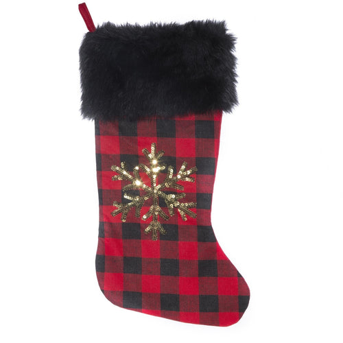 BFSummer Cizmulita decorativa pentru Craciun Margie Rosu / Negru / Auriu, H50 cm