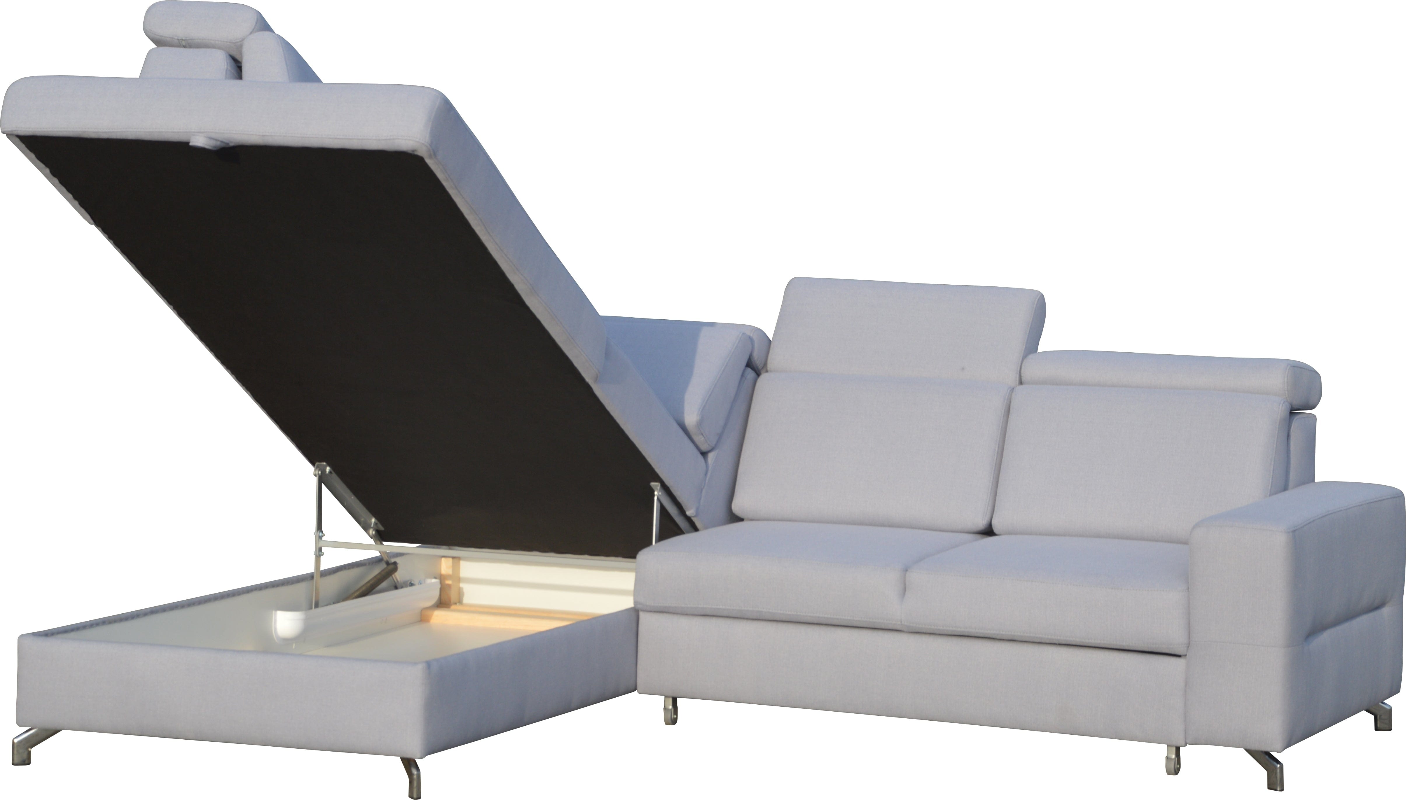 Coltar Aldos Extensibil cu Arcuri Ondulate si Spuma Poliuretanica, Sezlong pe Stanga, Suprafata de Dormit 180x126 cm, cu Lada de Depozitare, Tetiere Reglabile, l254xA211xH84 cm (3)