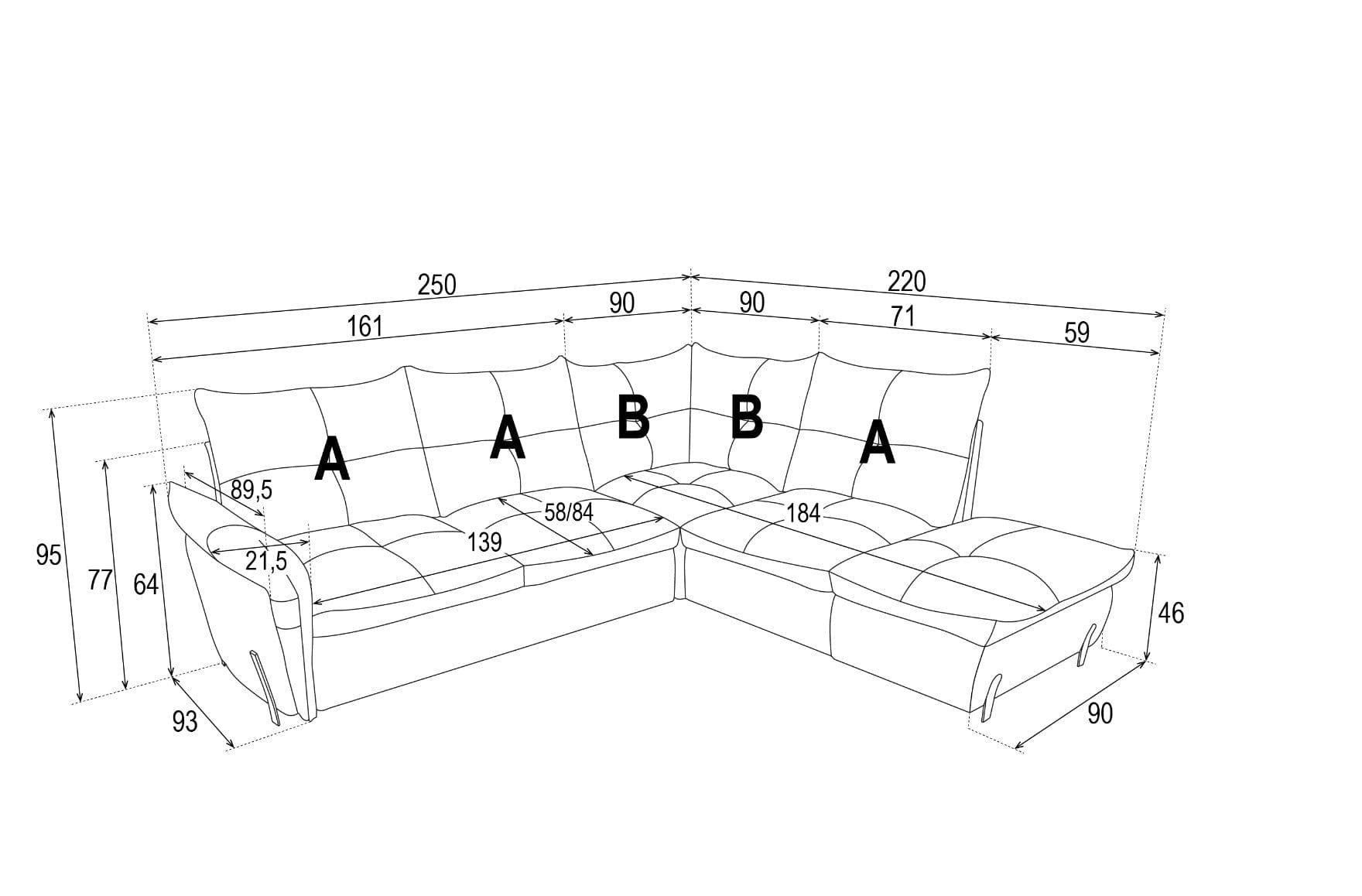 Coltar Almeris Ivoir Extensibil, Sezlong pe Dreapta, cu Lada de Depozitare, Perne Incluse, l250xA220xH95 cm (7)