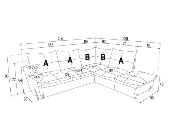 Coltar Almeris Ivoir Extensibil, Sezlong pe Dreapta, cu Lada de Depozitare, Perne Incluse, l250xA220xH95 cm (7)
