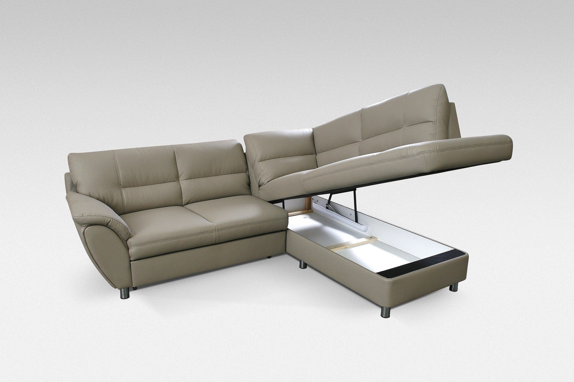 Coltar Amicus Extensibil cu Arcuri Ondulate si Spuma Poliuretanica T30, Sezlong pe Dreapta, Suprafata de Dormit 176x124 cm, cu Lada de Depozitare, l240xA205xH92 cm (1)