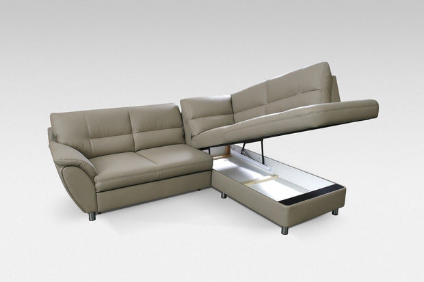 Coltar Amicus Extensibil cu Arcuri Ondulate si Spuma Poliuretanica T30, Sezlong pe Dreapta, Suprafata de Dormit 176x124 cm, cu Lada de Depozitare, l240xA205xH92 cm (1)