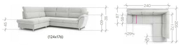 Coltar Amicus Extensibil cu Arcuri Ondulate si Spuma Poliuretanica T30, Sezlong pe Dreapta, Suprafata de Dormit 176x124 cm, cu Lada de Depozitare, l240xA205xH92 cm (6)