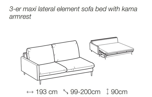 LeComfort Coltar Balitos Large Extensibil cu Benzi Elastice si Spuma Poliuretanica, Sezlong pe Dreapta, Suprafata de Dormit 190x160 cm, Dimensiuni l284xA160xH90 cm