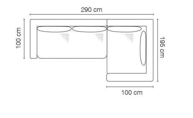 Coltar Bonnie Fix cu Arcuri Ondulate si Spuma Poliuretanica, Sezlong pe Dreapta, Perne Incluse, l290xA195xH100 cm (5)