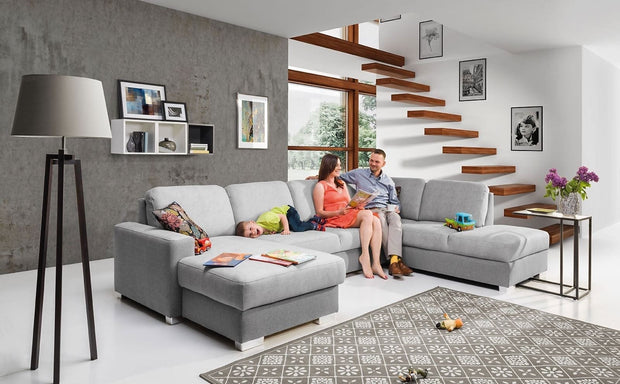 Coltar Chance Large Extensibil cu Arcuri Ondulate si Spuma Poliuretanica, Sezlong pe Stanga, Suprafata de Dormit 265x120 cm, cu Lada de Depozitare, l326xA220xH90 cm (2)