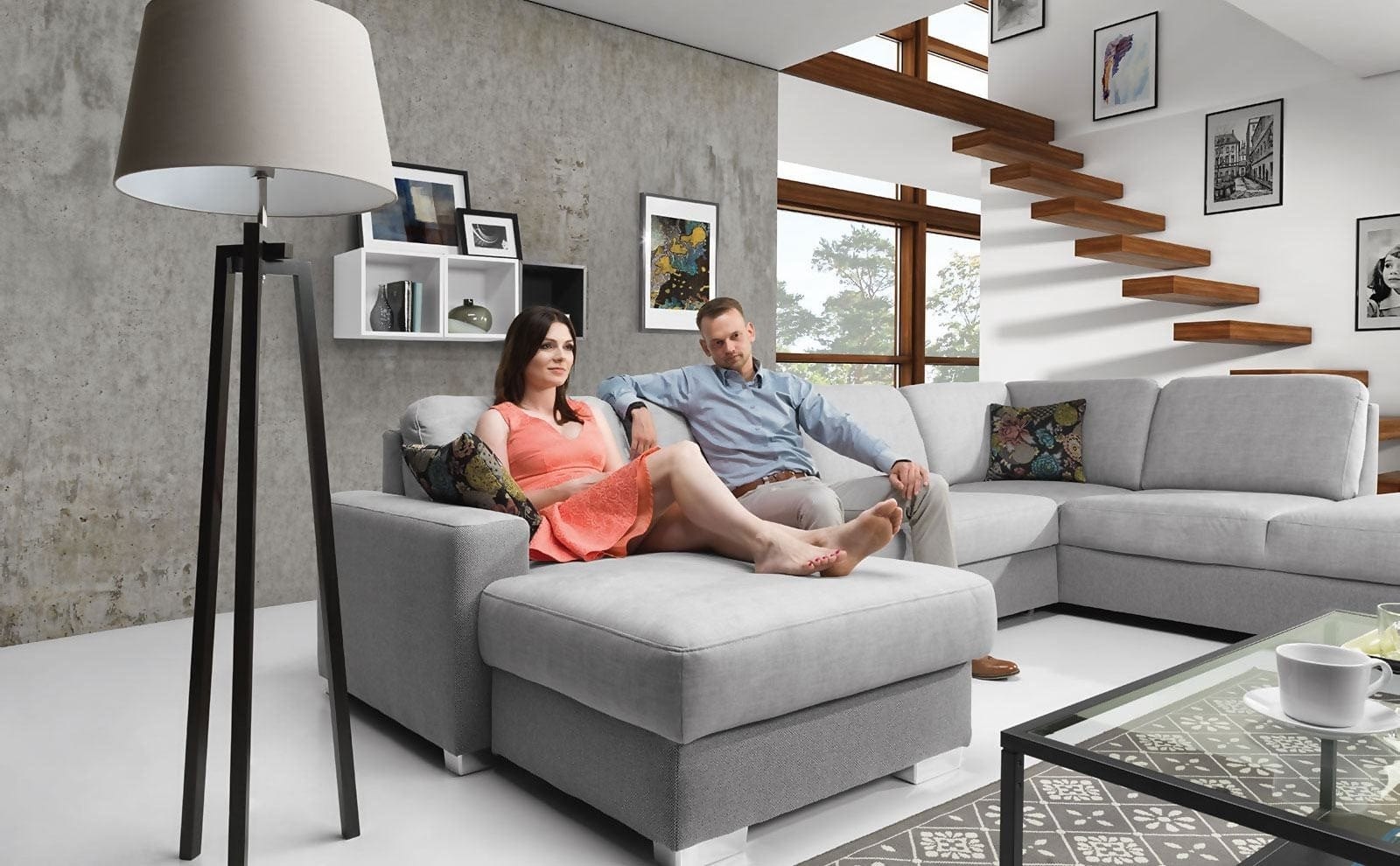 Coltar Chance Large Extensibil cu Arcuri Ondulate si Spuma Poliuretanica, Sezlong pe Stanga, Suprafata de Dormit 265x120 cm, cu Lada de Depozitare, l326xA220xH90 cm (3)