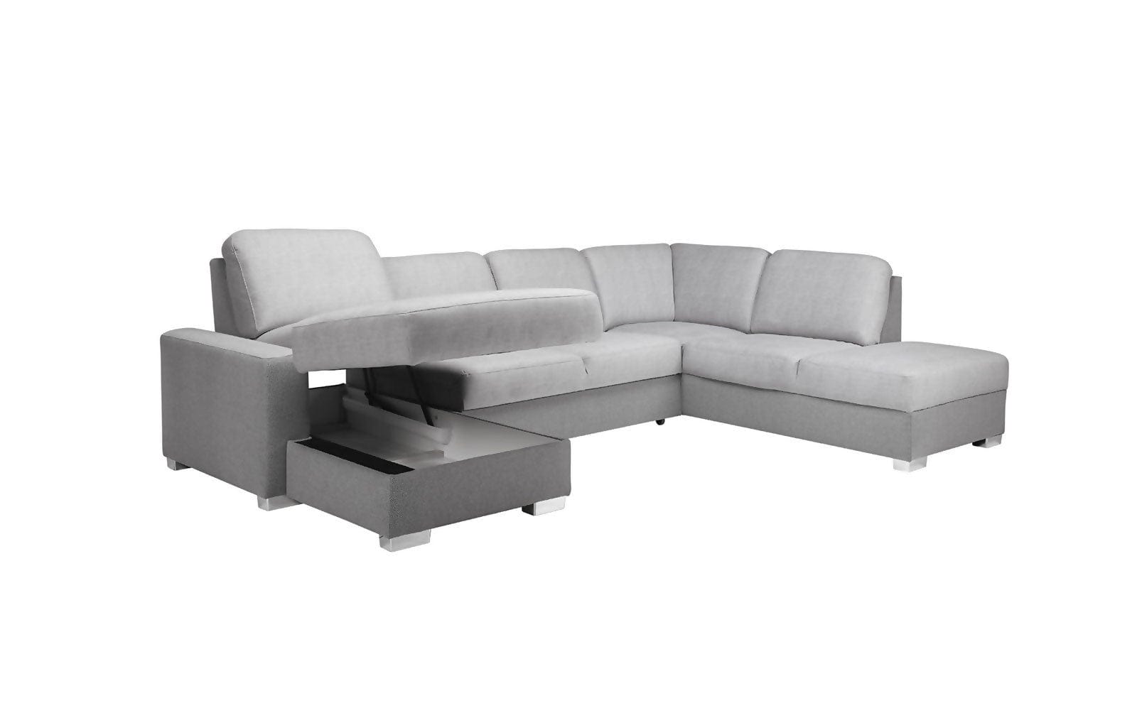 Coltar Chance Large Extensibil cu Arcuri Ondulate si Spuma Poliuretanica, Sezlong pe Stanga, Suprafata de Dormit 265x120 cm, cu Lada de Depozitare, l326xA220xH90 cm (6)