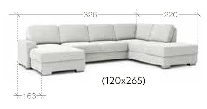 Coltar Chance Large Extensibil cu Arcuri Ondulate si Spuma Poliuretanica, Sezlong pe Stanga, Suprafata de Dormit 265x120 cm, cu Lada de Depozitare, l326xA220xH90 cm (8)