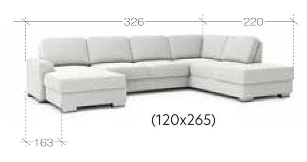 Coltar Chance Large Extensibil cu Arcuri Ondulate si Spuma Poliuretanica, Sezlong pe Stanga, Suprafata de Dormit 265x120 cm, cu Lada de Depozitare, l326xA220xH90 cm (8)