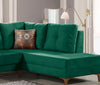 Oyo Coltar Cinar Velvet Verde Extensibil, Sezlong pe Dreapta, tapitat cu Stofa, Perne Incluse, l288xA195xH75 cm