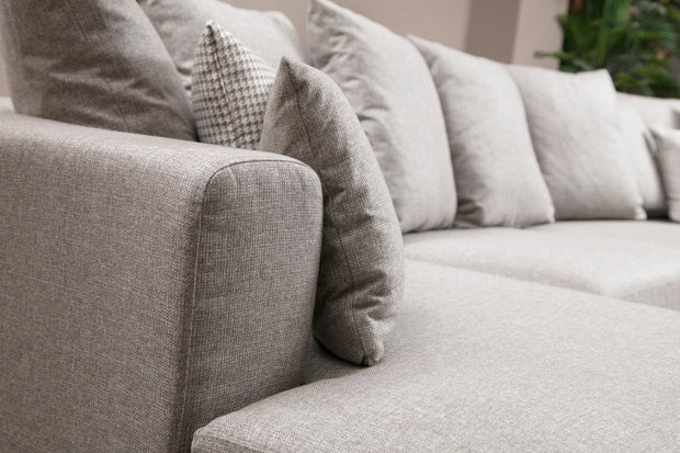 Coltar Colorado Grej Fix cu Spuma Poliuretanica, Sezlong pe Dreapta, tapitat cu Stofa Easy Clean, Perne Incluse, l380xA188xH88 cm (2)